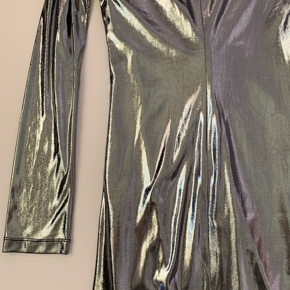 NWT Shimmering Metallic Bodycon Long Sleeved Dress - Picture 6 of 6